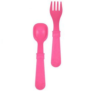 Replay Bright Pink Fork and Spoon